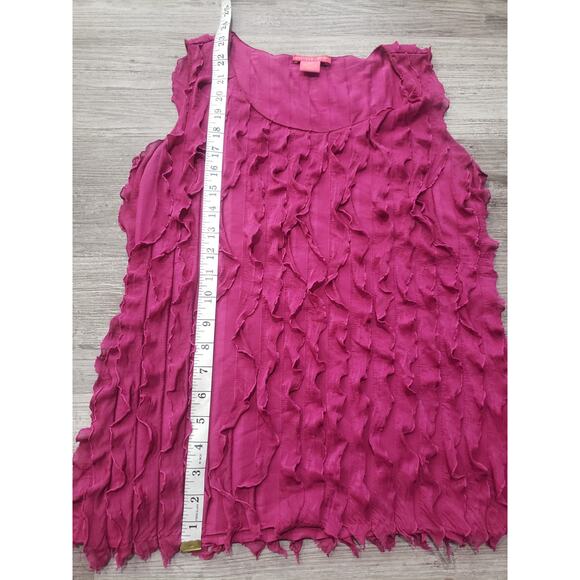 Sunny Leigh Petite Purple / Pink Ruffle Short Sleeved Blouse Top | Size PM - Picture 5 of 7